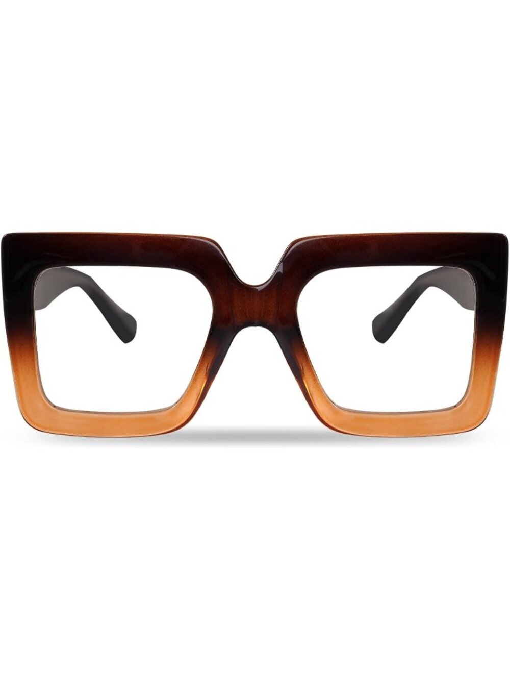 Women's Brown Oversized Square Big Frame Computer Eyewear Thick Fashion Glasses